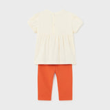 WHITE AND ORANGE LEGGINGS WITH BLOUSE SET