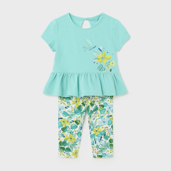 GREEN BLOUSE AND LEGGINGS SET FOR BABY GIRLS