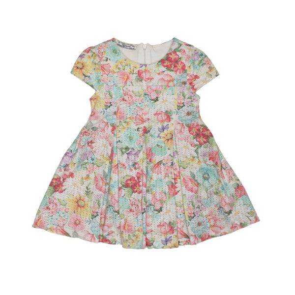 AQUA FLORAL PLEATED DRESS - ruffntumblekids