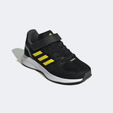 BLACK AND YELLOW LACE UP ADIDAS SNEAKERS