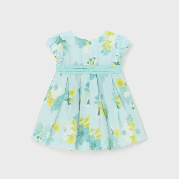 GREEN FLORAL PATTERN DRESS FOR BABY GIRLS