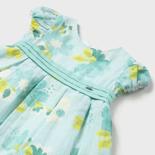 GREEN FLORAL PATTERN DRESS FOR BABY GIRLS