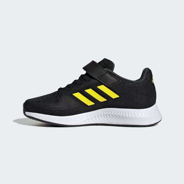 BLACK AND YELLOW LACE UP ADIDAS SNEAKERS