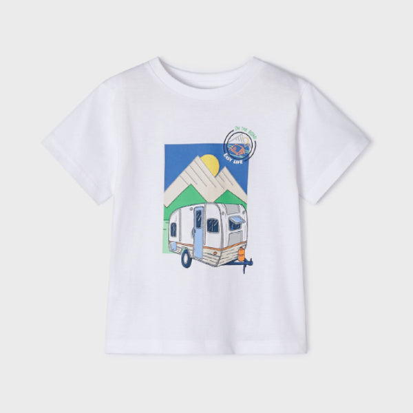 BOYS WHITE SHORT SLEEVE GRAPHIC T-SHIRT