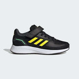 BLACK AND YELLOW LACE UP ADIDAS SNEAKERS