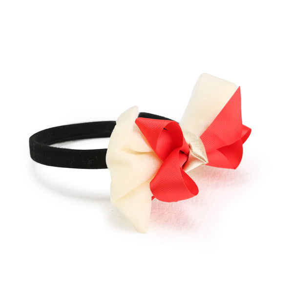 GOLD AND RED HAIR BOW