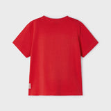 BOYS RED GRAPHIC PRINT SHORT SLEEVE T-SHIRT