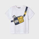 WHITE SHORT SLEEVE ROUND NECK T-SHIRT FOR BOYS