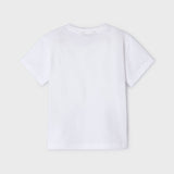 WHITE SHORT SLEEVE ROUND NECK T-SHIRT FOR BOYS