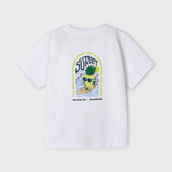 BOYS WHITE PRINT SHORT SLEEVE T-SHIRT