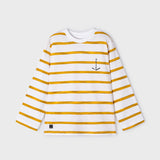 WHITE AND YELLOW LONG SLEEVE STRIPE T-SHIRT FOR BOYS