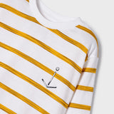 WHITE AND YELLOW LONG SLEEVE STRIPE T-SHIRT FOR BOYS