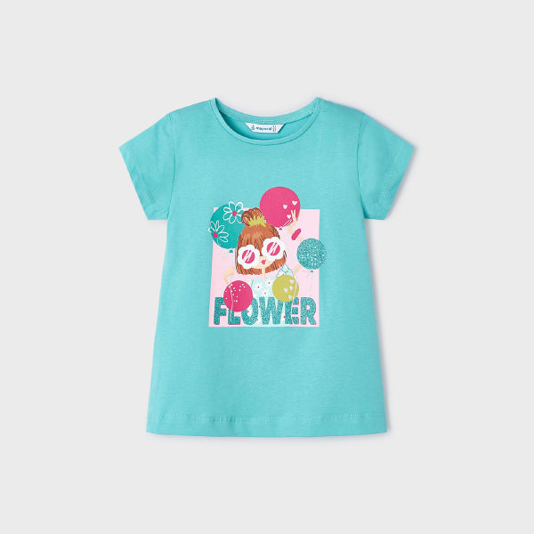 BABY GIRL GREEN SHORT SLEEVE GRAPHIC T-SHIRT