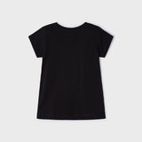 BLACK SHORT SLEEVE GRAPHIC PRINT T-SHIRT FOR GIRLS