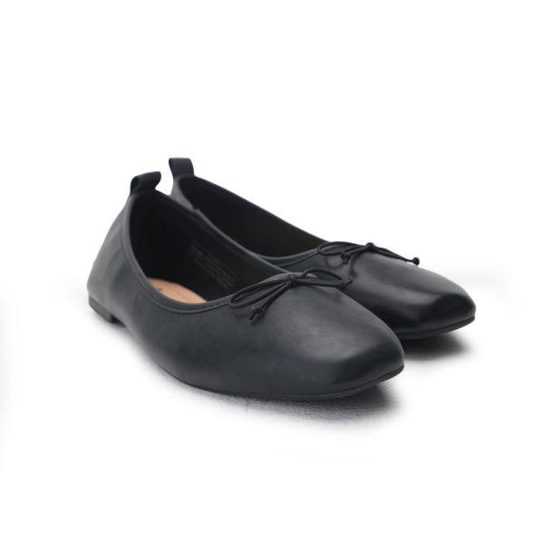 GIRLS BLACK METALLIC BALLERINA