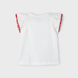 WHITE SLEEVELESS GRAPHIC PRINT BLOUSE FOR GIRLS