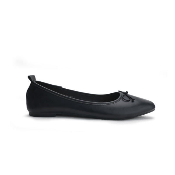 GIRLS BLACK METALLIC BALLERINA