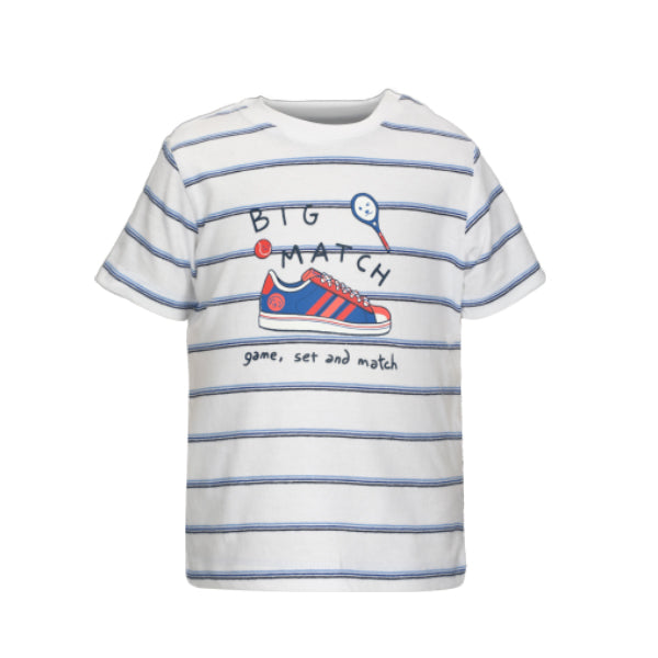 WHITE AND BLUE STRIPES SHORT SLEEVE T-SHIRT