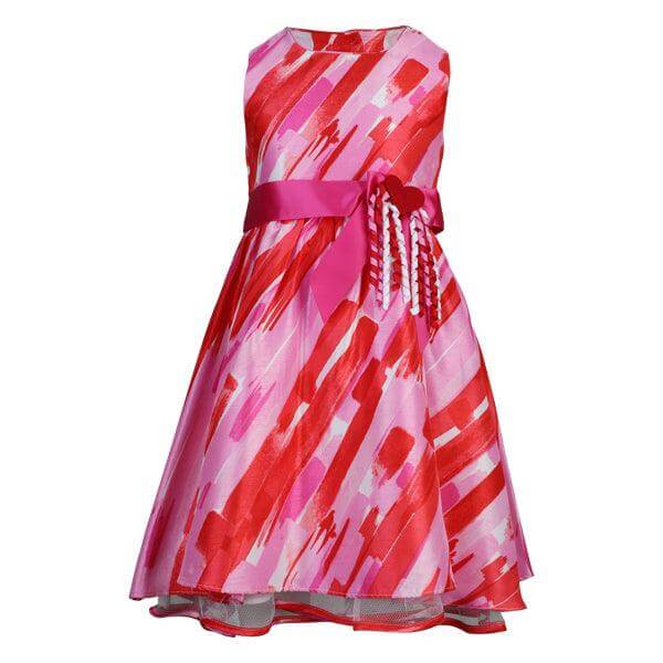 RED BRUSHSTROKE PRINT DRESS - ruffntumblekids