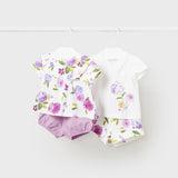 PURPLE AND WHITE 2 PIECE BABY SHORT SET