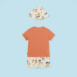 PEACH AND CREAM SHORT SET FOR BABY BOYS