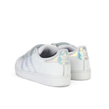 UNISEX WHITE IRIDESCENT STRIPES VELCRO SNEAKERS - ruffntumblekids