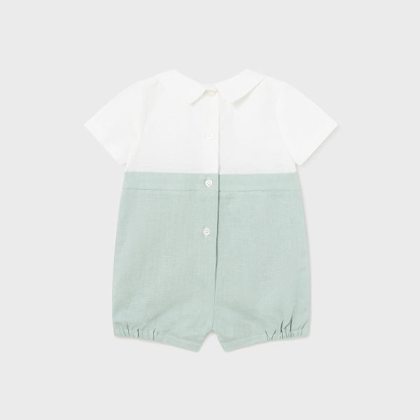 WHITE AND GREEN CEREMONY ROMPER FOR BABY