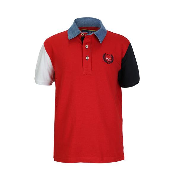 RED SHORT SLEEVE POLO SHIRT FOR BOYS - ruffntumblekids