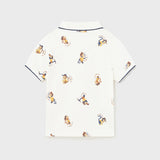 CREAM WITH PRINT POLO TEE FOR BABY BOYS