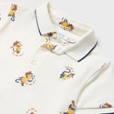 CREAM WITH PRINT POLO TEE FOR BABY BOYS