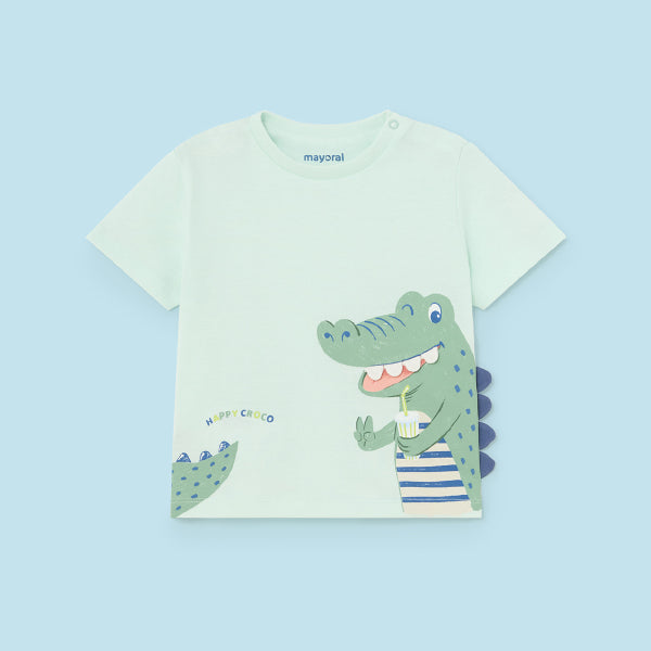 AQUA SHORT SLEEVE T-SHIRT WITH GRAPHIC PRINT FOR BABY BOYS