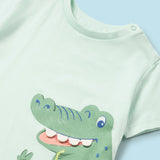 AQUA SHORT SLEEVE T-SHIRT WITH GRAPHIC PRINT FOR BABY BOYS