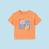 WHITE AND ORANGE T-SHIRT SET FOR BABY BOY