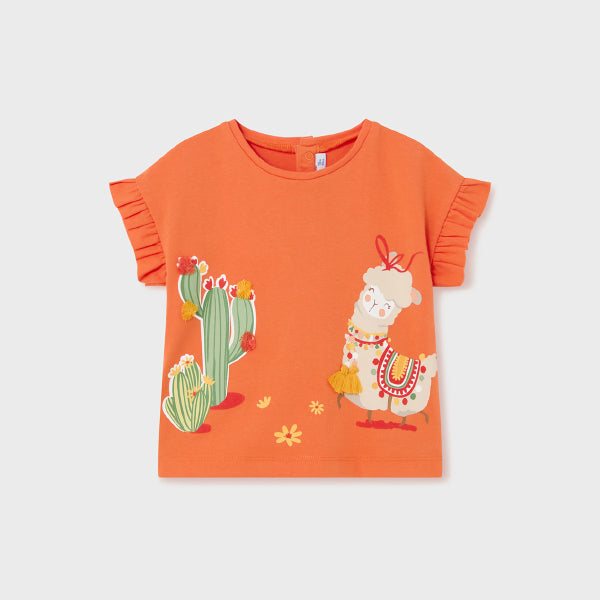 ORANGE BLOUSE WITH GRAPHIC PRINT FOR BABY GIRLS