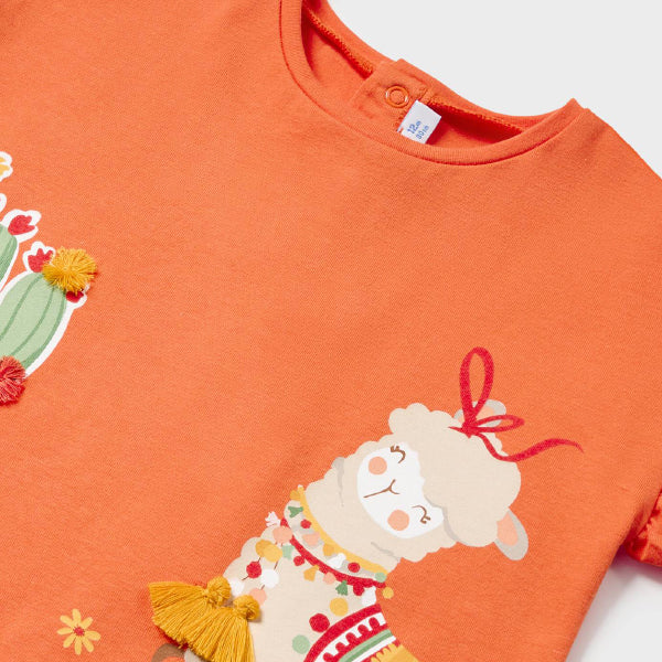 ORANGE BLOUSE WITH GRAPHIC PRINT FOR BABY GIRLS