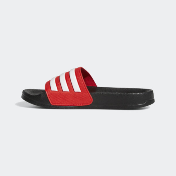 RED AND BLACK ADIDAS SLIPPERS