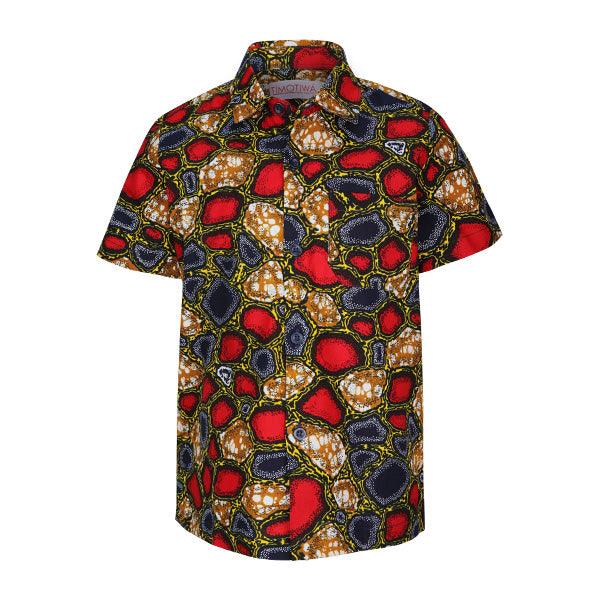 BOYS MULTICOLOUR ANKARA SHORT SLEEVE SHIRT - ruffntumblekids