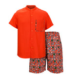 ORANGE ANKARA SHORT SET FOR BOYS