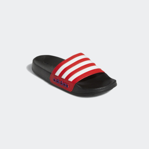 RED AND BLACK ADIDAS SLIPPERS