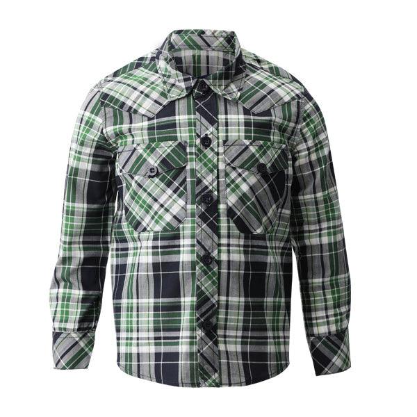 BOYS GREEN CHECK LONG SLEEVE SHIRT - ruffntumblekids