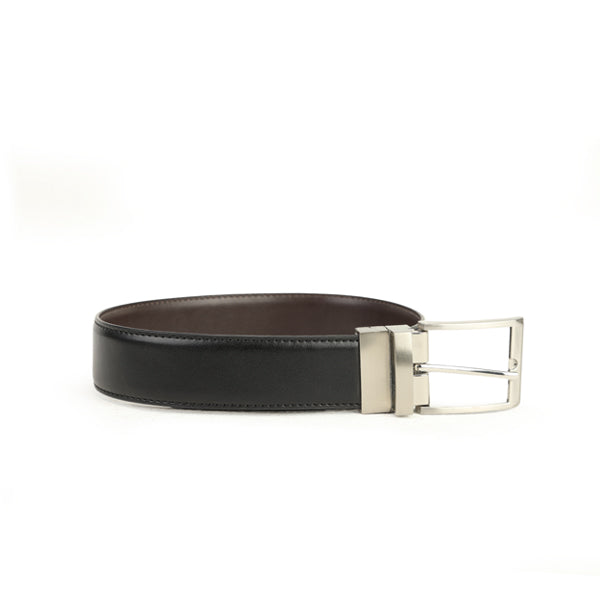 BLACK AND BROWN REVERSIBLE LEATHER BELT