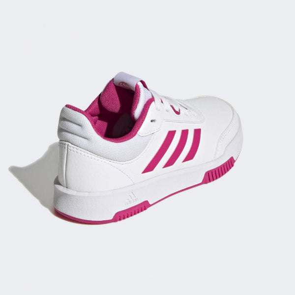 BOYS WHITE AND PINK ADIDAS SNEAKER WITH WHITE LACE UP