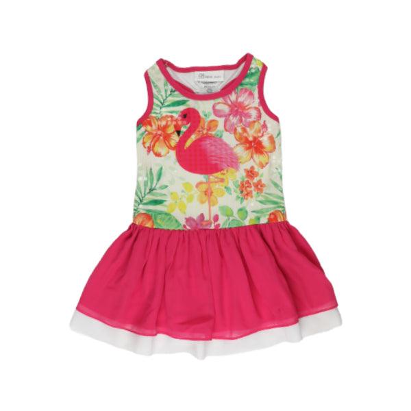 FLAMINGO SEQUENCE SKATER DRESS - ruffntumblekids