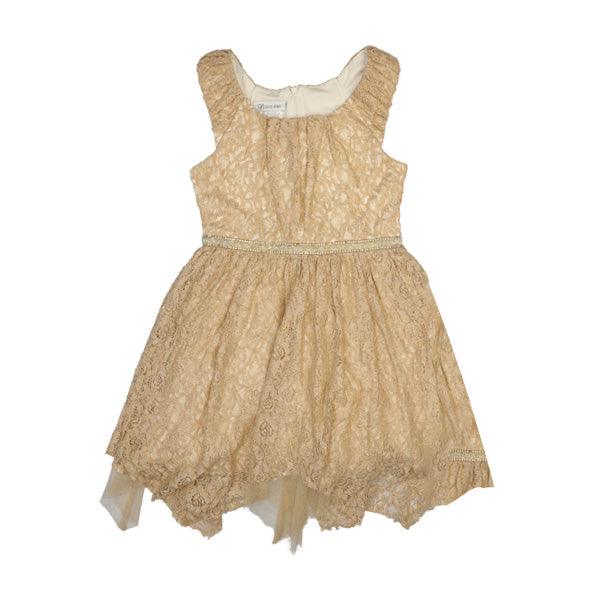 GOLD LACE WAISTLINE DRESS - ruffntumblekids