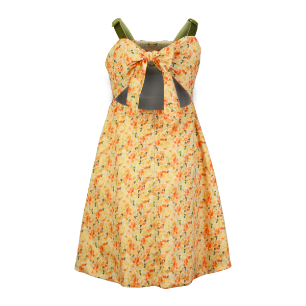 YELLOW OPEN BACK SWING DRESS