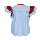 DOTTED CAP SLEEVE BLOUSE WITH RUFFLE ANKARA - ruffntumblekids