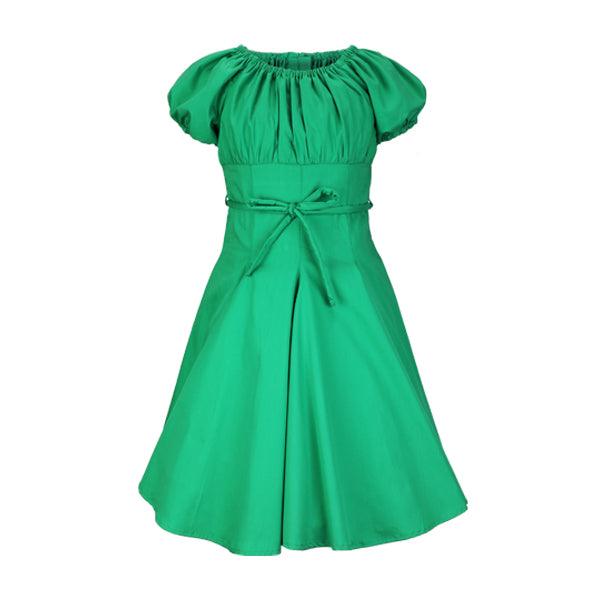 GREEN MILKMAID DRESS WITH WELT CORD BELT AND HAIRBAND - ruffntumblekids