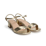 GIRLS GOLD BLOCK HEEL SANDALS