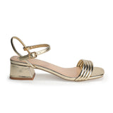 GIRLS GOLD BLOCK HEEL SANDALS