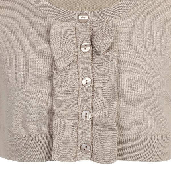 BABY GIRLS BEIGE RUFFLED SHORT SLEEVED BUTTON UP BOLERO - ruffntumblekids